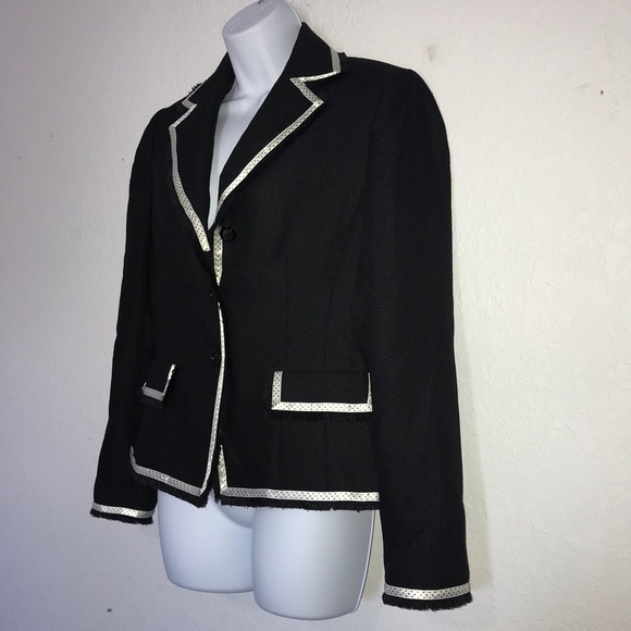 Tahari Textured Fitted Jacket Polka Dot Ribbon 8 - Picture 4 of 6